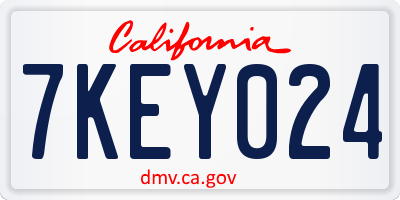 CA license plate 7KEY024