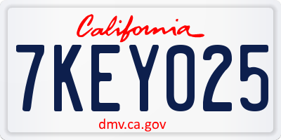 CA license plate 7KEY025