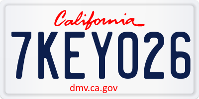 CA license plate 7KEY026