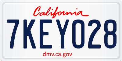 CA license plate 7KEY028