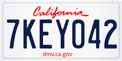 CA license plate 7KEY042