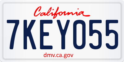 CA license plate 7KEY055