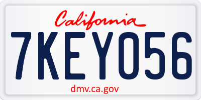 CA license plate 7KEY056