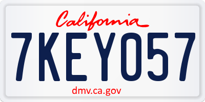 CA license plate 7KEY057