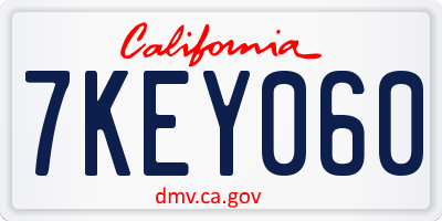 CA license plate 7KEY060
