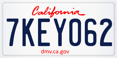 CA license plate 7KEY062