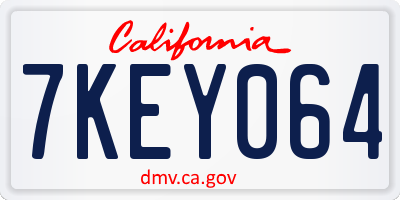 CA license plate 7KEY064