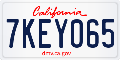 CA license plate 7KEY065