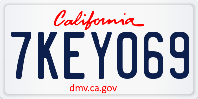 CA license plate 7KEY069
