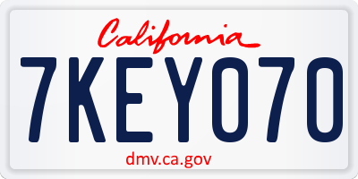 CA license plate 7KEY070