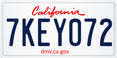 CA license plate 7KEY072