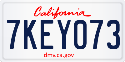 CA license plate 7KEY073