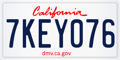 CA license plate 7KEY076