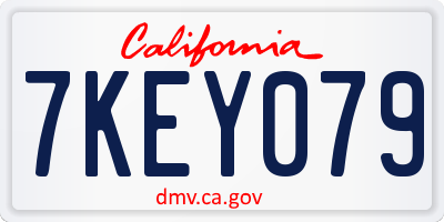 CA license plate 7KEY079