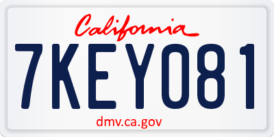 CA license plate 7KEY081