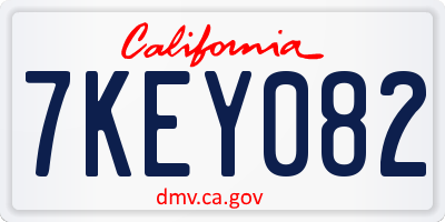 CA license plate 7KEY082