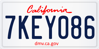 CA license plate 7KEY086