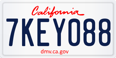 CA license plate 7KEY088
