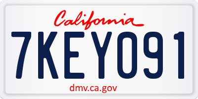 CA license plate 7KEY091