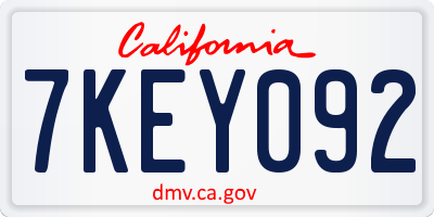 CA license plate 7KEY092