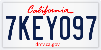 CA license plate 7KEY097