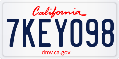 CA license plate 7KEY098