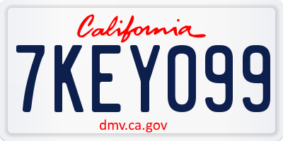 CA license plate 7KEY099