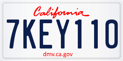 CA license plate 7KEY110