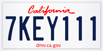 CA license plate 7KEY111