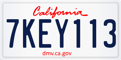 CA license plate 7KEY113