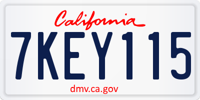 CA license plate 7KEY115
