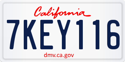 CA license plate 7KEY116