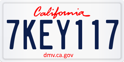 CA license plate 7KEY117