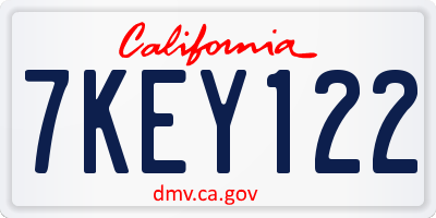 CA license plate 7KEY122
