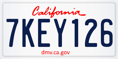 CA license plate 7KEY126