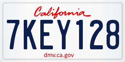 CA license plate 7KEY128