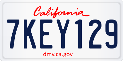 CA license plate 7KEY129