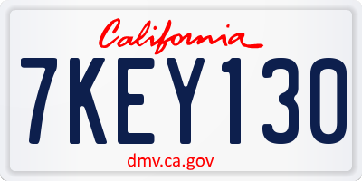 CA license plate 7KEY130