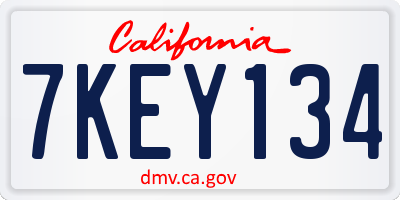 CA license plate 7KEY134