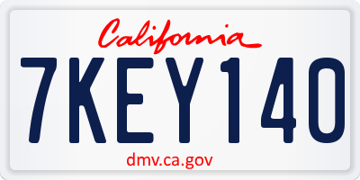 CA license plate 7KEY140