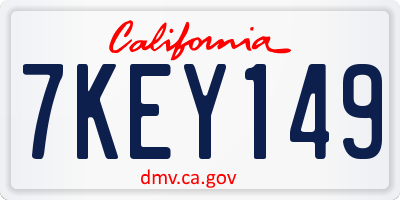 CA license plate 7KEY149