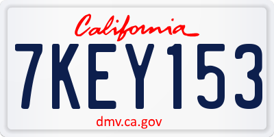 CA license plate 7KEY153