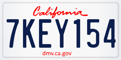 CA license plate 7KEY154
