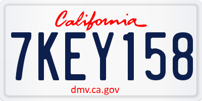 CA license plate 7KEY158