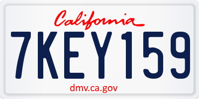 CA license plate 7KEY159