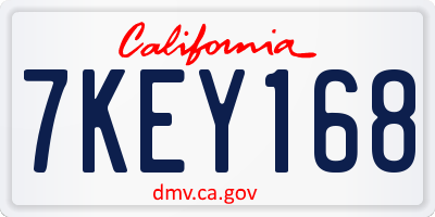 CA license plate 7KEY168