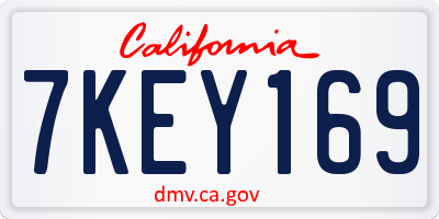 CA license plate 7KEY169