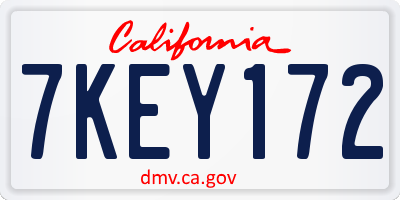 CA license plate 7KEY172