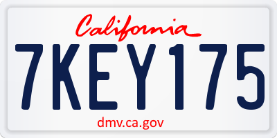CA license plate 7KEY175