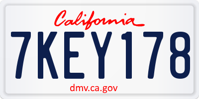 CA license plate 7KEY178